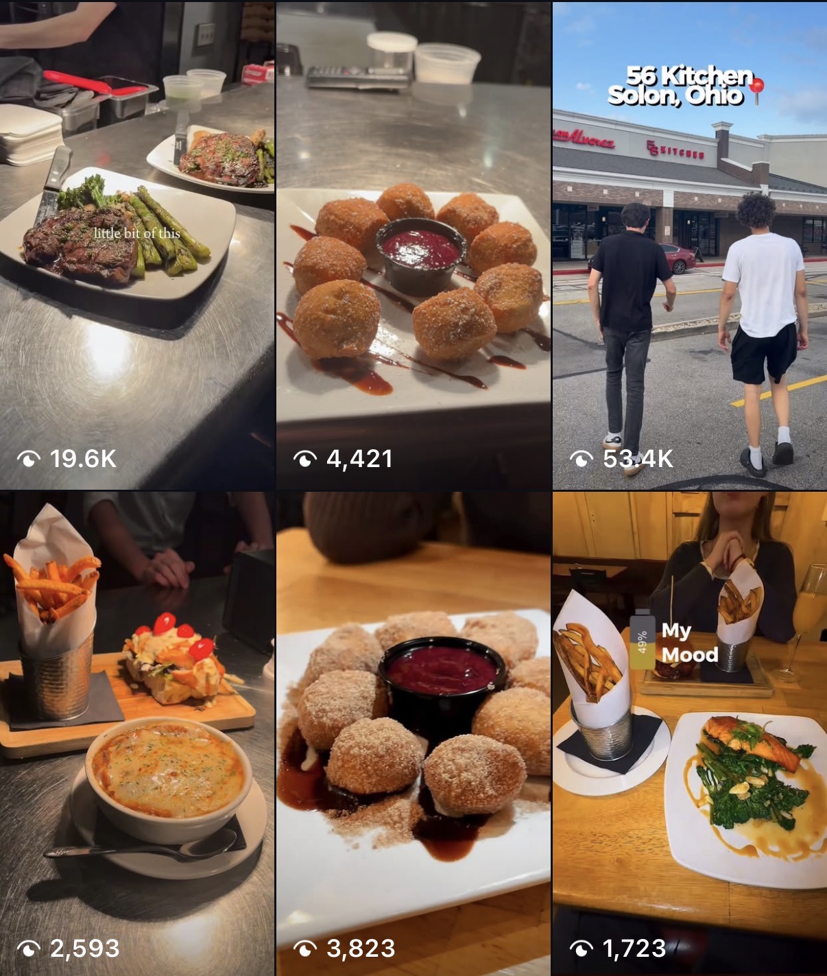 Grid of 56 Kitchen Solon videos with view counts