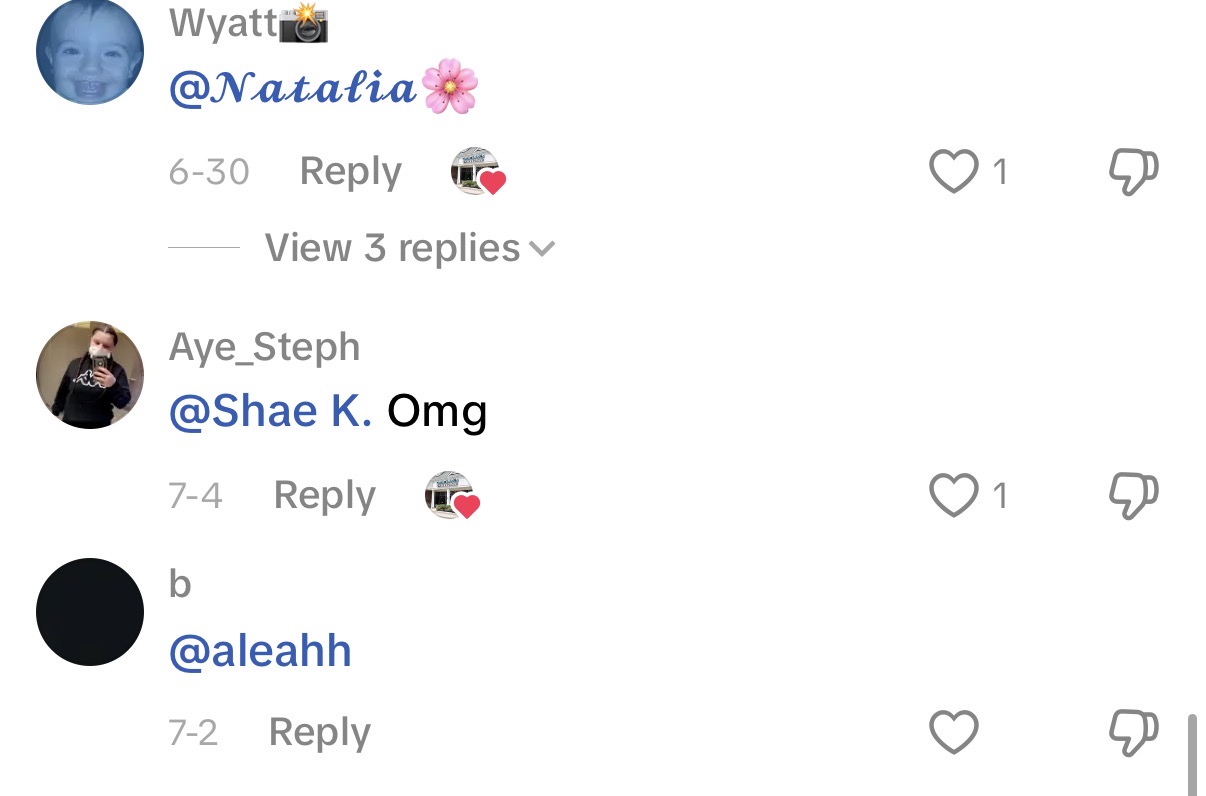 Comments tagging friends