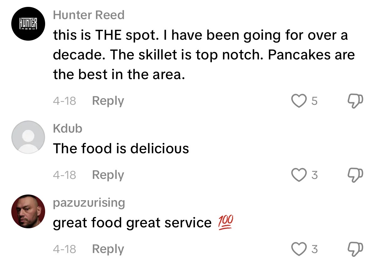 Comments: this is THE spot, pancakes are the best in the area