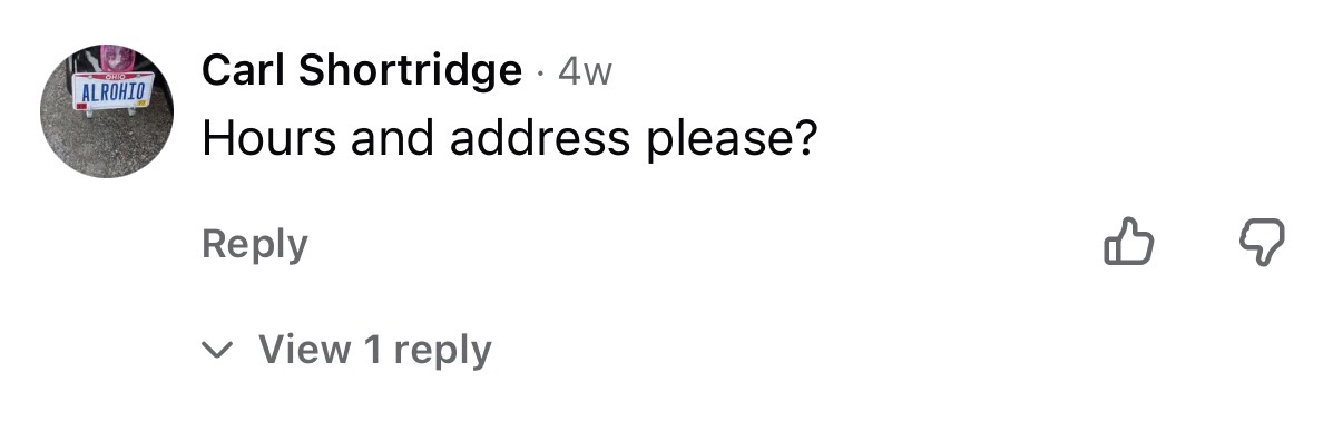 "Hours and address please?"