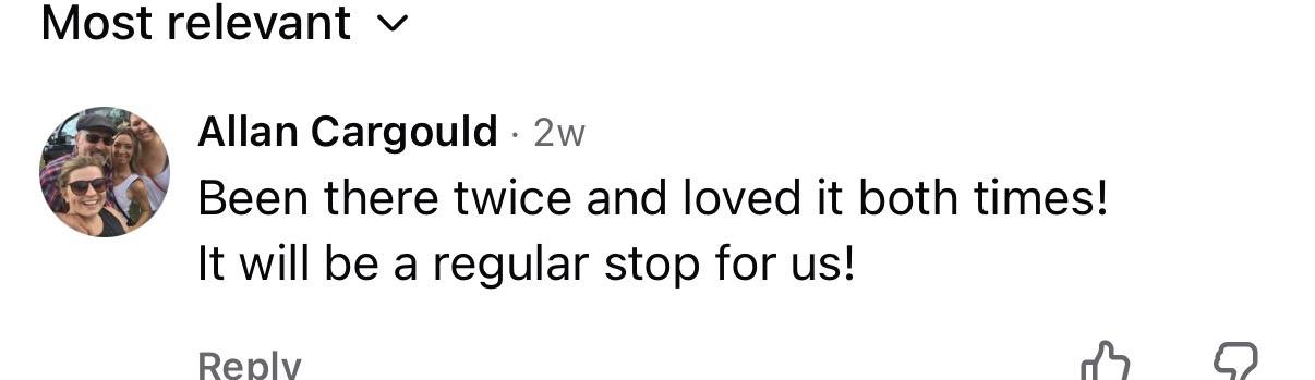 Comment: Been there twice and loved it both times