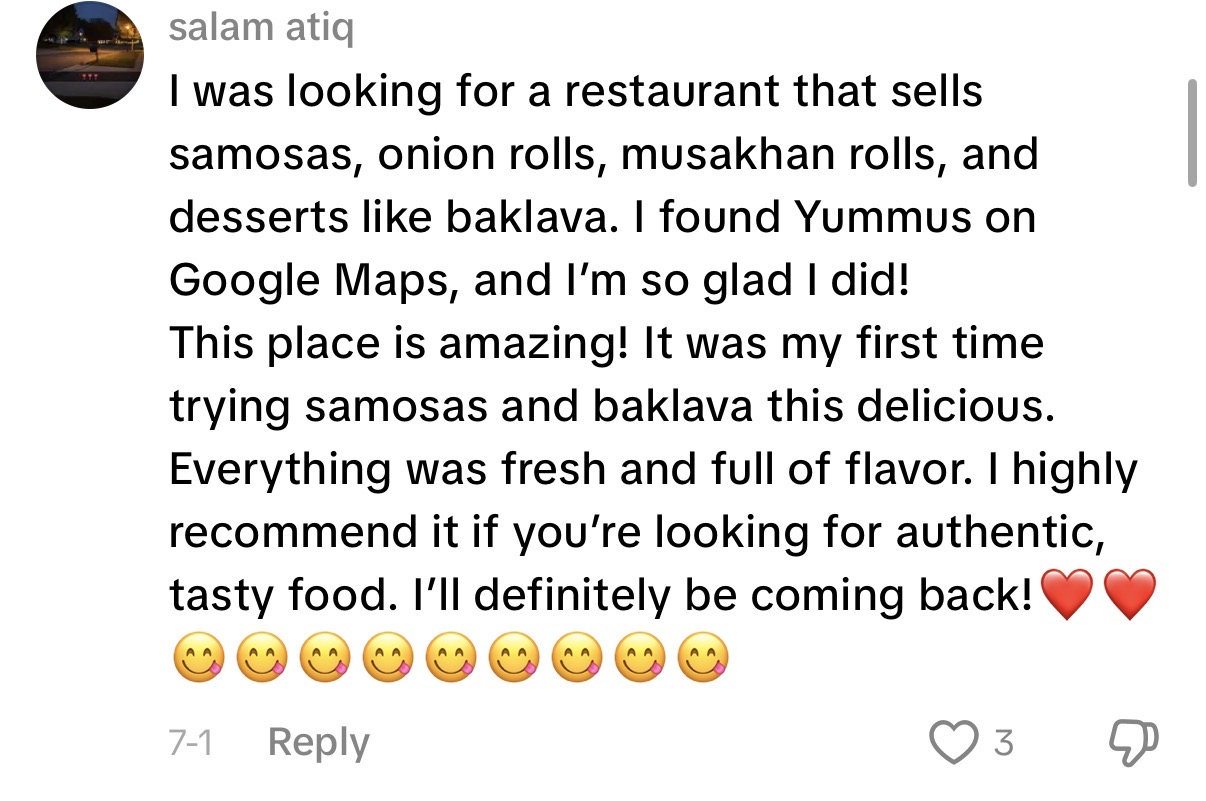 Comment: found Yummus on Google Maps and I'm so glad I did