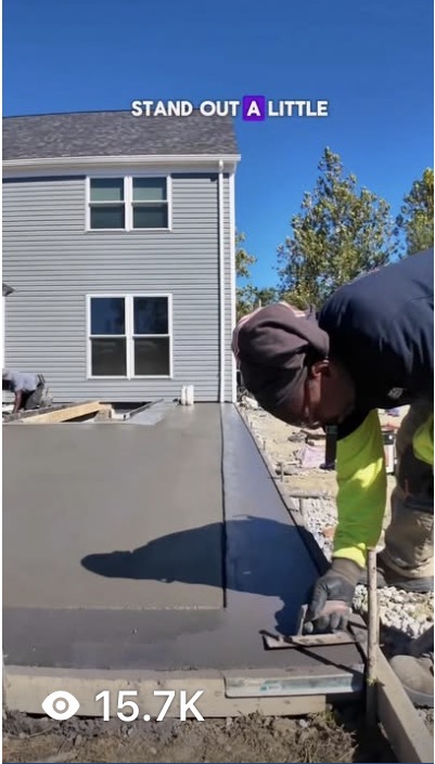 Cuyahoga Concrete Solutions TikTok clip captioned stand out a little, showing 15.7K views