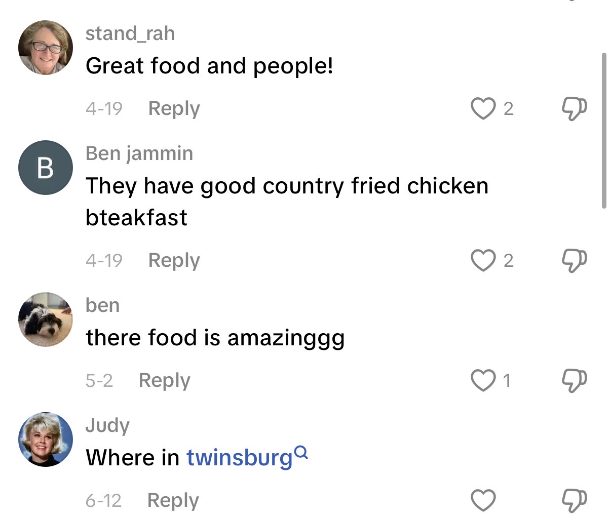 Comments: great food and people, their food is amazinggg