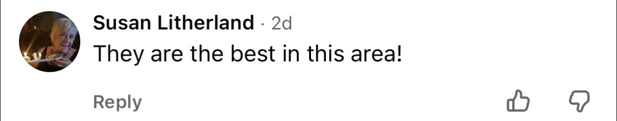 Facebook comment under a Cuyahoga Concrete Solutions video saying they are the best in the area