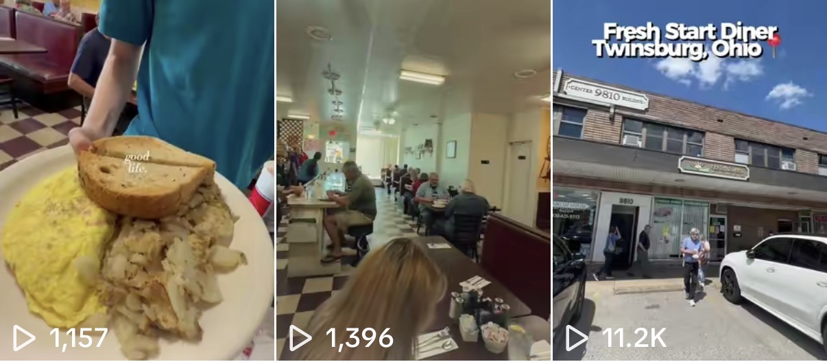 TikTok views for Fresh Start Diner: 1,157 · 1,396 · 11.2K
